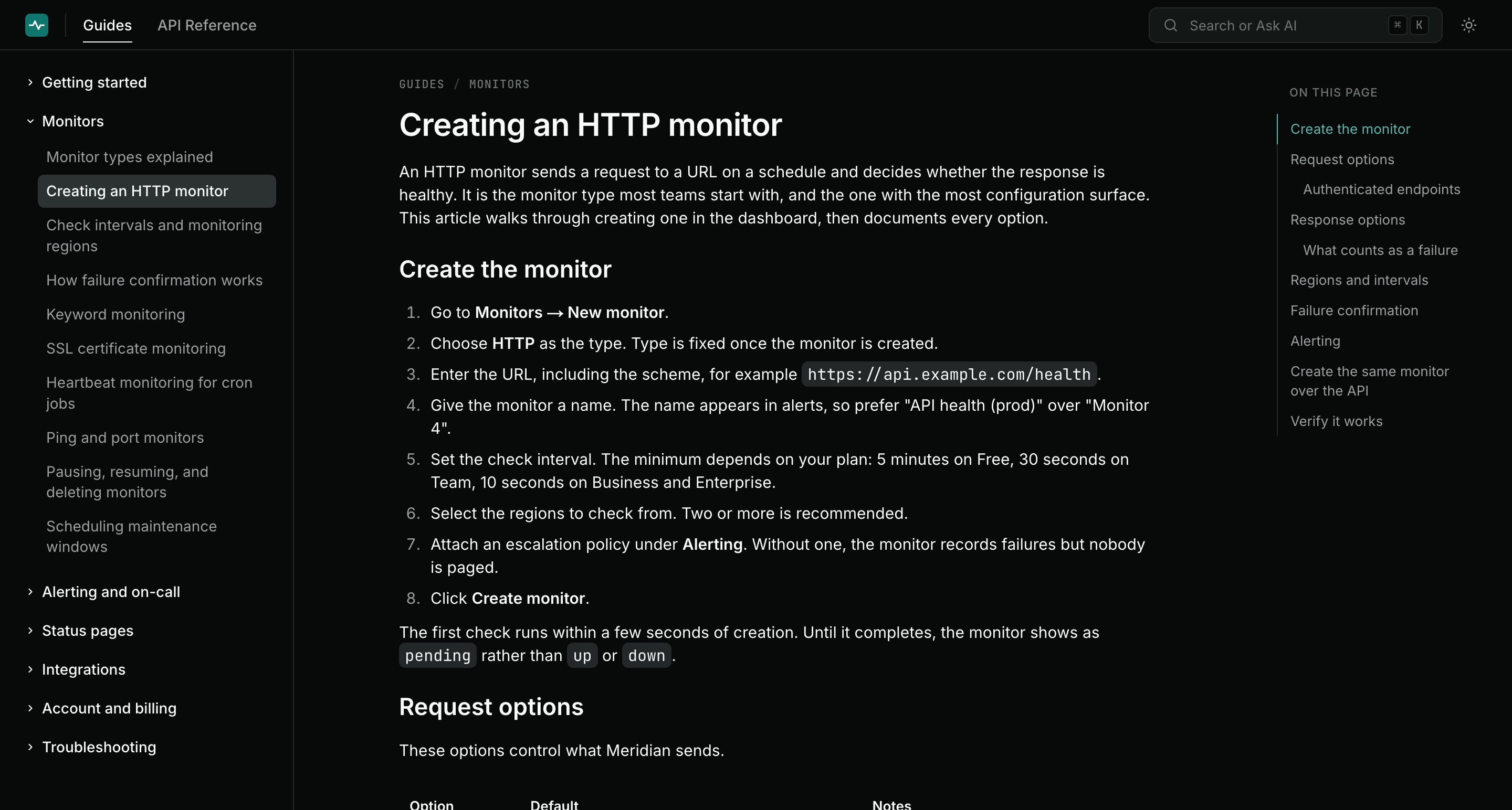 The same article page in dark mode