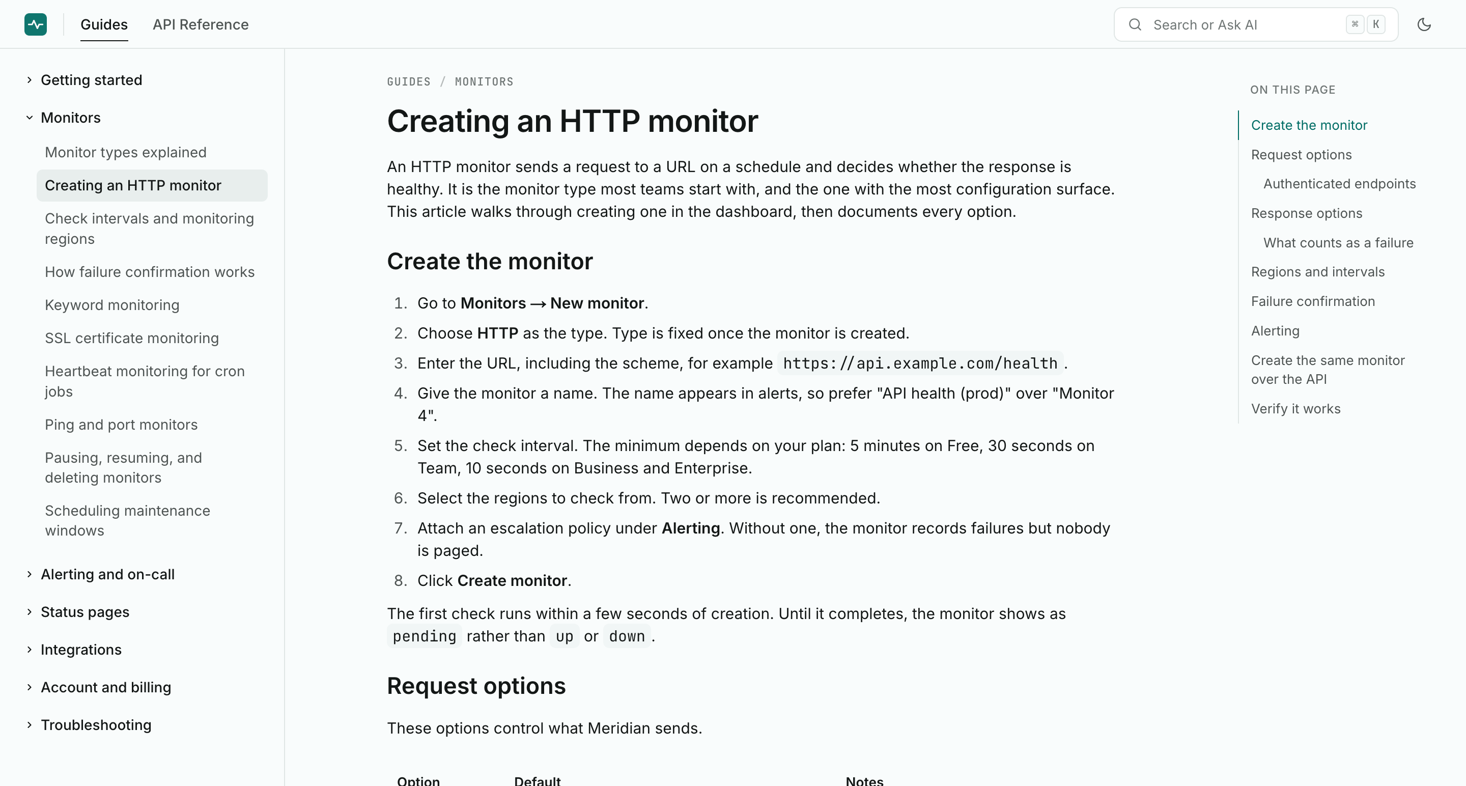 A docs site article page with header, sidebar, article body, and table of contents