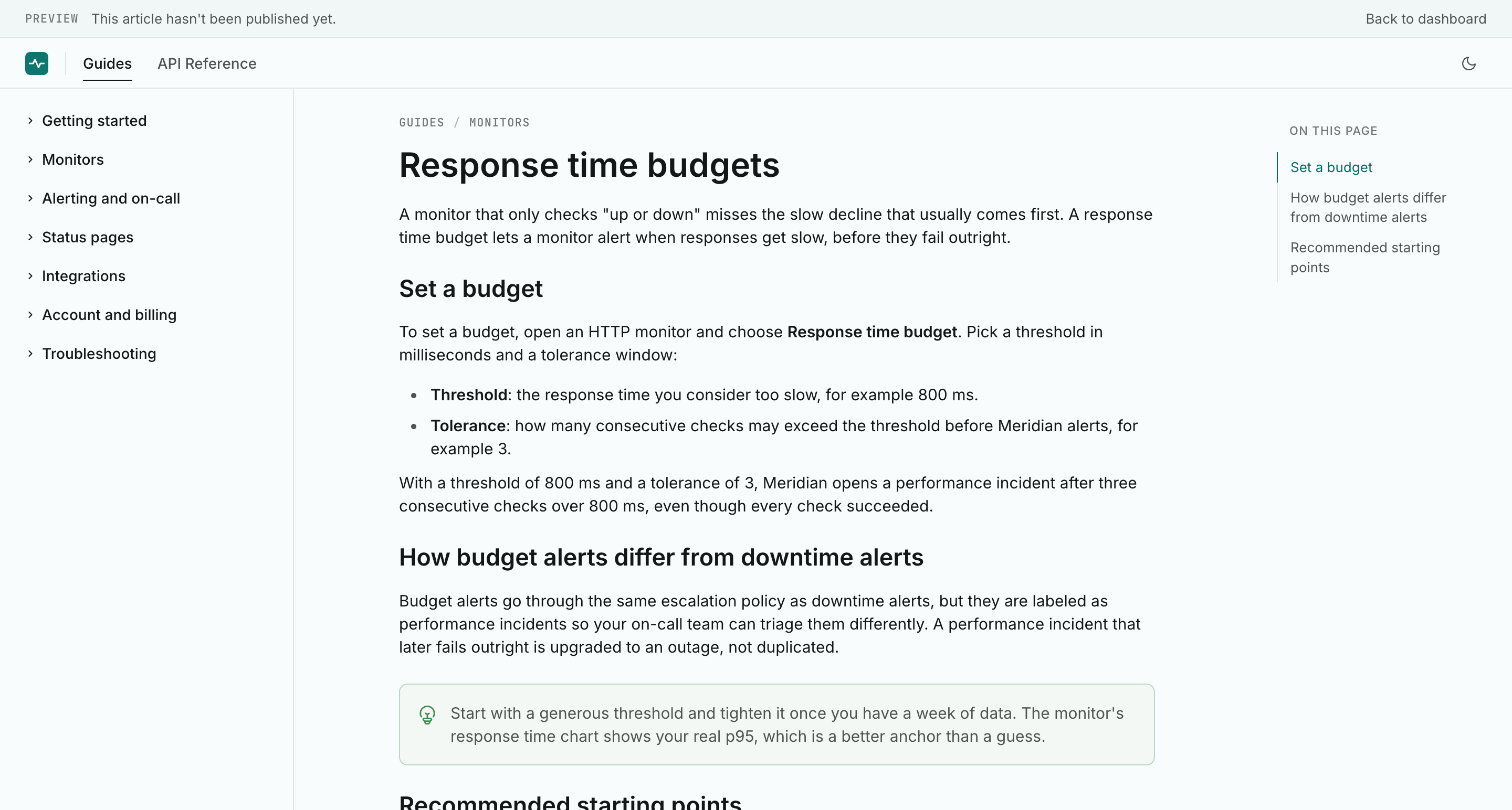A draft article preview rendered exactly like the live docs site